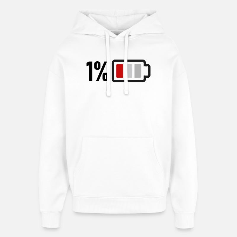 Batterie faible - Sweat à capuche unisexe Stanley/Stella Oversized - blanc