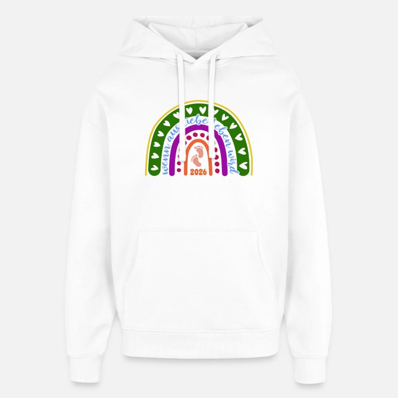 Quand l’amour devient vie - Bébé 2026 - Sweat à capuche unisexe Stanley/Stella Oversized - blanc
