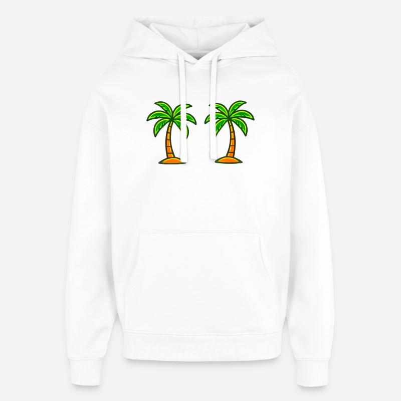 Double Palm Island Impression - Sweat à capuche unisexe Stanley/Stella Oversized - blanc