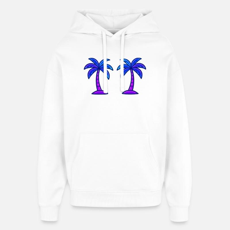 Néon des palmiers - Sweat à capuche unisexe Stanley/Stella Oversized - blanc