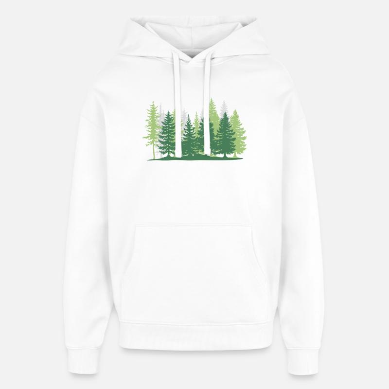 Forêt arbre verts - Sweat à capuche unisexe Stanley/Stella Oversized - blanc