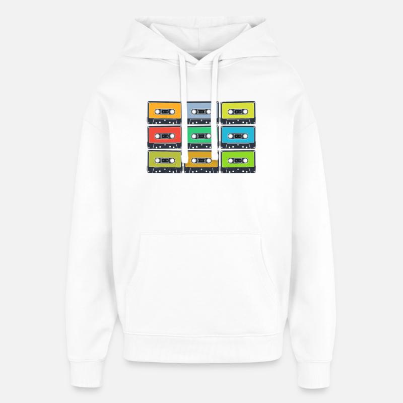 Cassettes rétro en couleur - Sweat à capuche unisexe Stanley/Stella Oversized - blanc