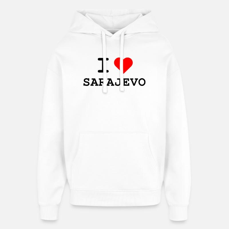 J’aime Sarajevo - Ich liebe Sarajevo - Sweat à capuche unisexe Stanley/Stella Oversized - blanc
