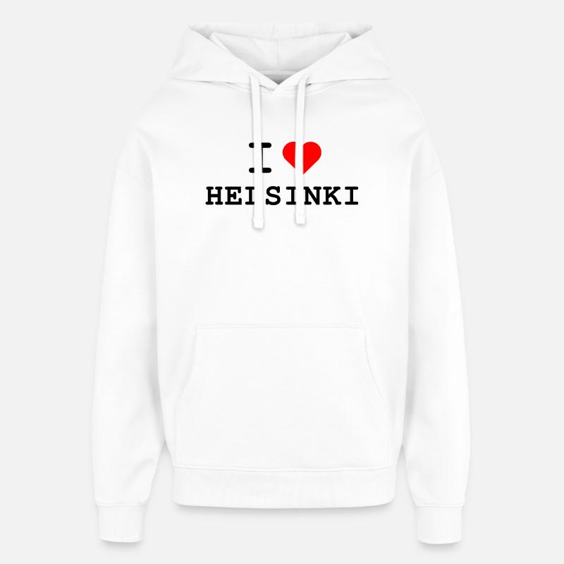 Ich liebe Helsinki - J’adore Helsinki - Sweat à capuche unisexe Stanley/Stella Oversized - blanc