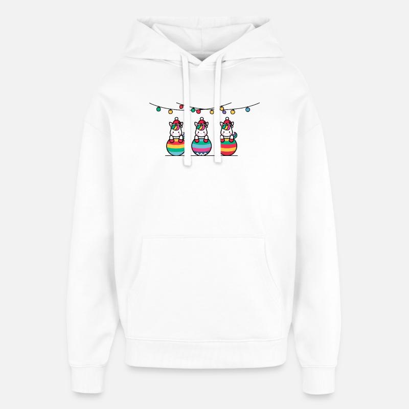 3 Einhörner Weihnachtskugeln Freunde - Oversized Unisex Hoodie von Stanley/Stella - Weiß