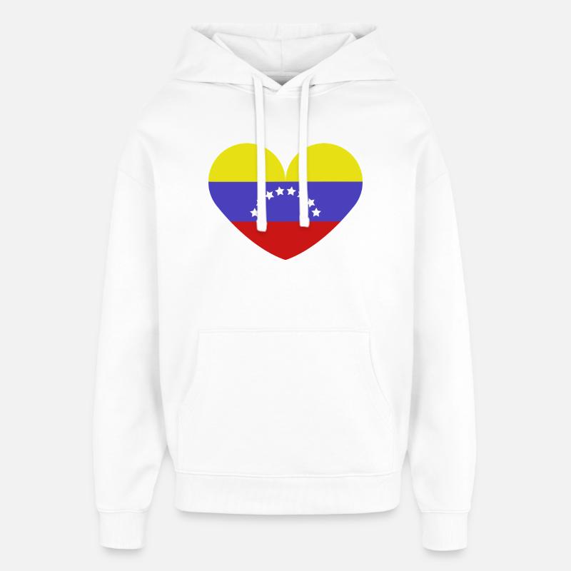 Drapeau du cœur du Venezuela - Sweat à capuche unisexe Stanley/Stella Oversized - blanc
