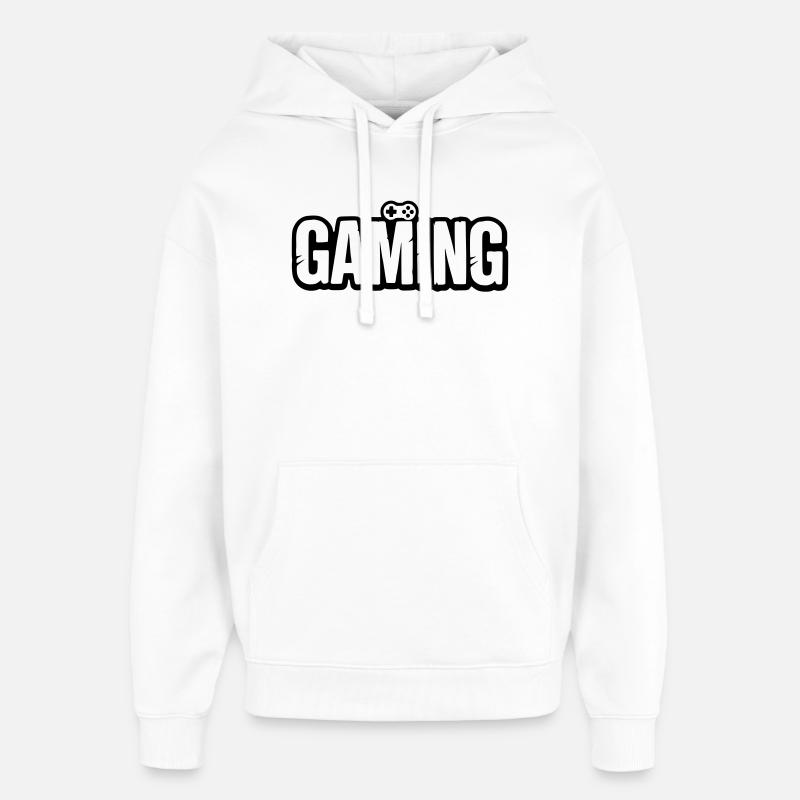 Gaming_Schrift_mit_Conroller - Oversized Unisex Hoodie von Stanley/Stella - Weiß
