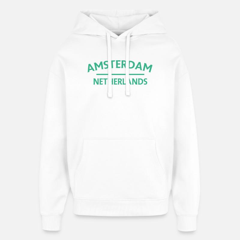 Textdesign Amsterdam – Pays-Bas - Sweat à capuche unisexe Stanley/Stella Oversized - blanc