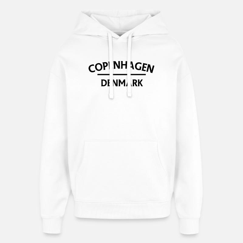 Copenhague – Danemark Textdesign - Sweat à capuche unisexe Stanley/Stella Oversized - blanc