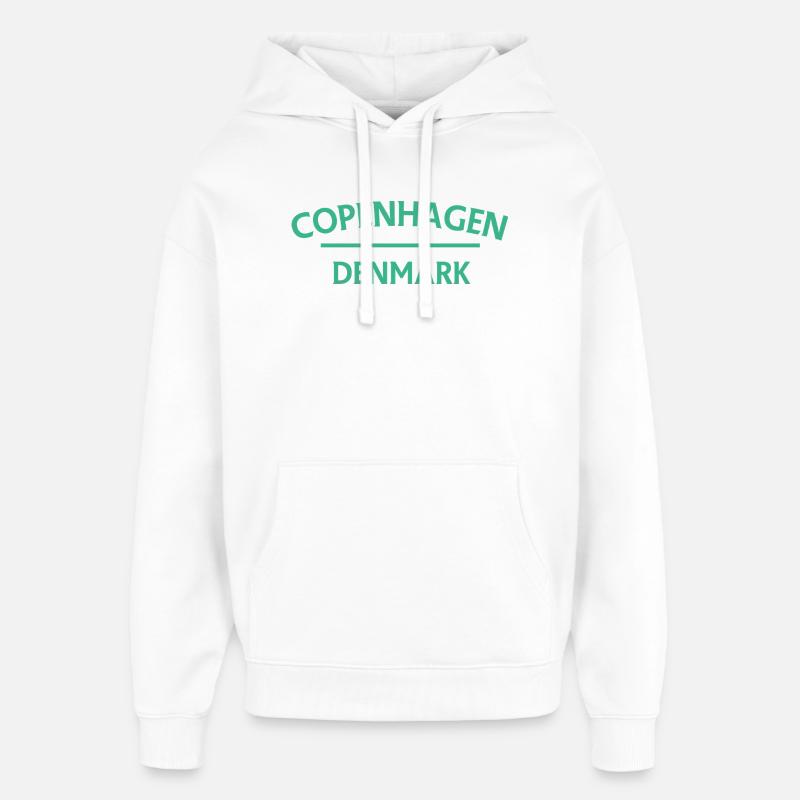 Copenhague – Danemark Textdesign - Sweat à capuche unisexe Stanley/Stella Oversized - blanc