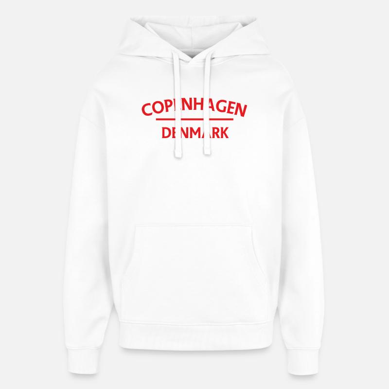 Copenhague – Danemark Textdesign - Sweat à capuche unisexe Stanley/Stella Oversized - blanc