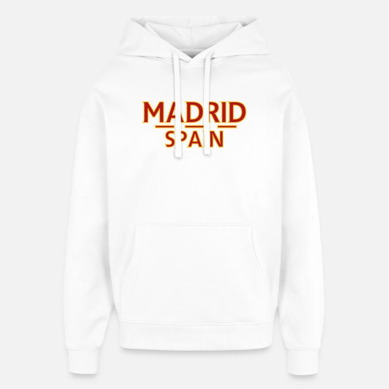 Madrid – Espagne - Sweat à capuche unisexe Stanley/Stella Oversized - blanc