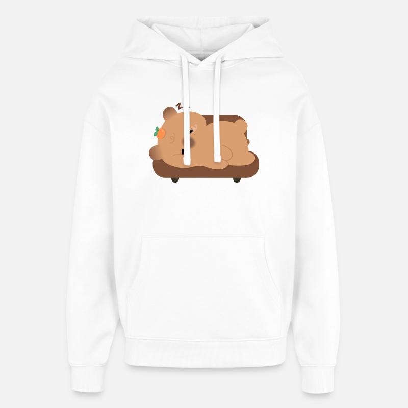 Capybara fatigué et endormi - Sweat à capuche unisexe Stanley/Stella Oversized - blanc