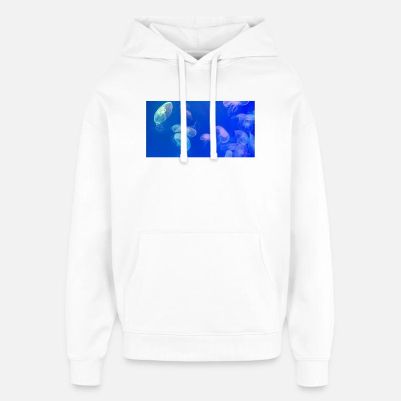 Motif de méduse bleue - Sweat à capuche unisexe Stanley/Stella Oversized - blanc