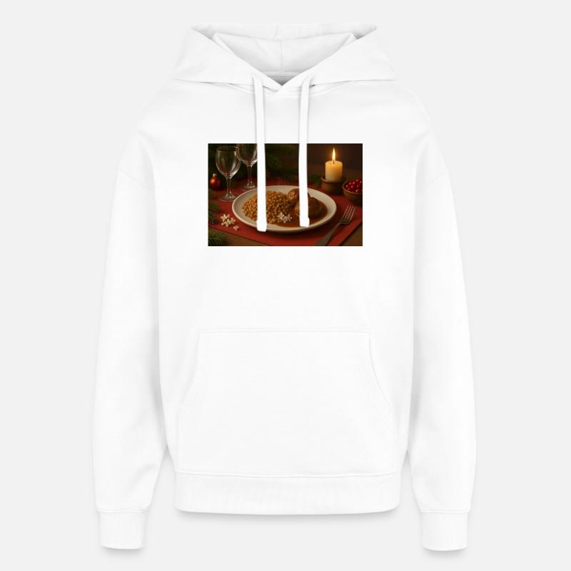 Festlicher Buchweizen-Fleischbällchen Teller - Oversized Unisex Hoodie von Stanley/Stella - Weiß