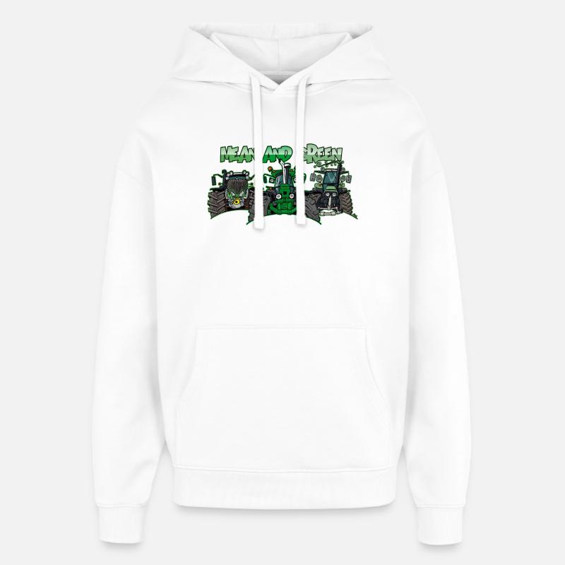 Tracteurs Différents et Verts - Sweat à capuche unisexe Stanley/Stella Oversized - blanc