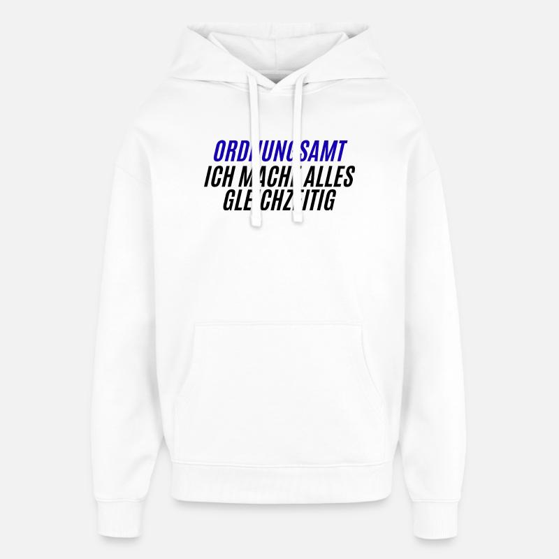 Ordnungssamt Blau Typo - Sweat à capuche unisexe Stanley/Stella Oversized - blanc