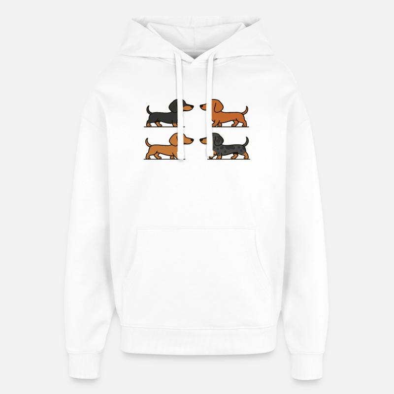 Mignons teckels en variations de couleur - Sweat à capuche unisexe Stanley/Stella Oversized - blanc