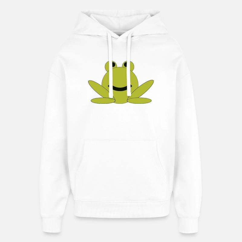 Dessin animé de grenouille joyeuse - Sweat à capuche unisexe Stanley/Stella Oversized - blanc