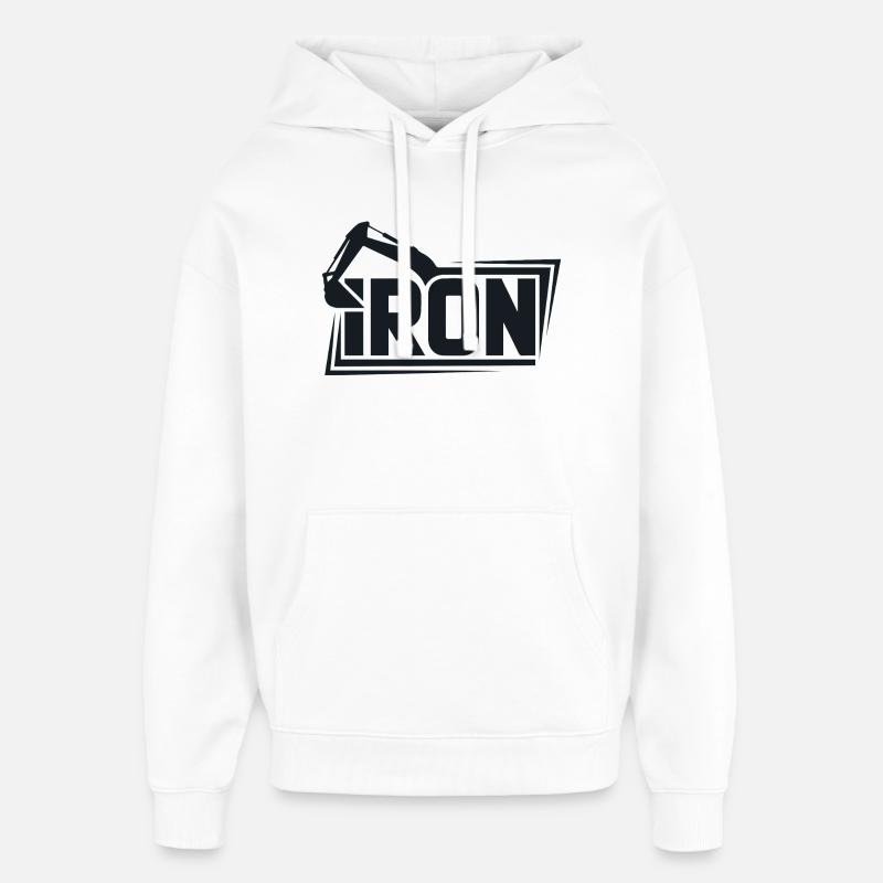 Iron Crane Bold Logo Tee - Sweat à capuche unisexe Stanley/Stella Oversized - blanc