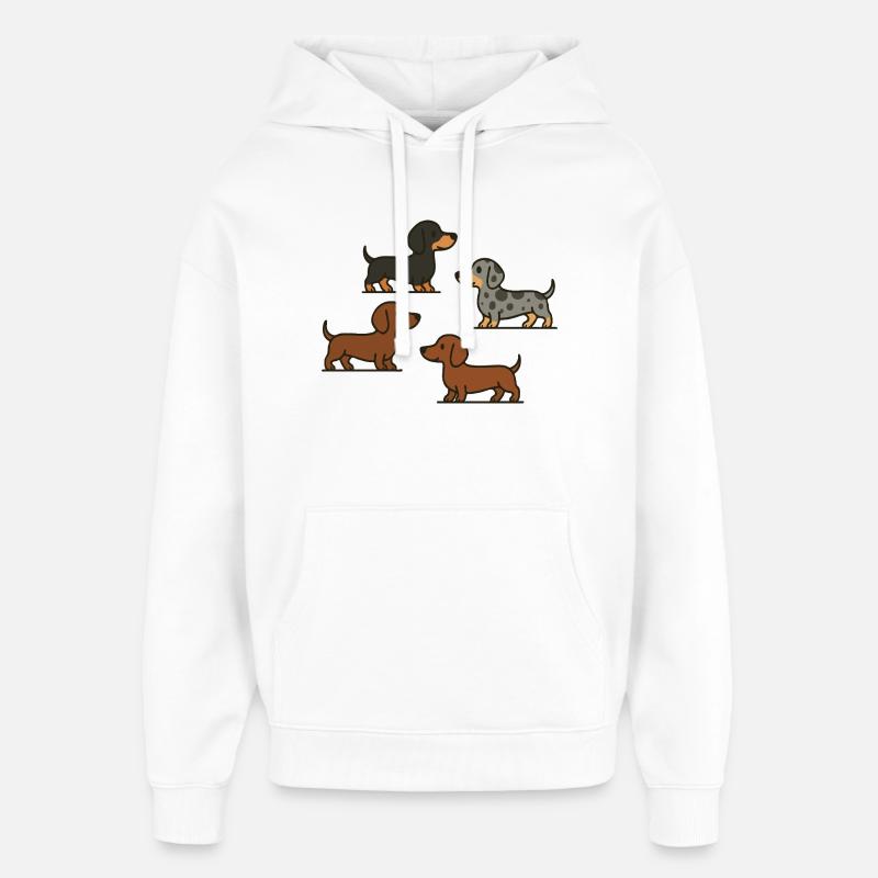 Dachshund Quartett: Spotted & Solid - Oversized Unisex Hoodie von Stanley/Stella - Weiß