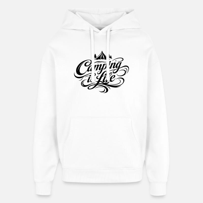 Dicton de la vie de camping - Sweat à capuche unisexe Stanley/Stella Oversized - blanc