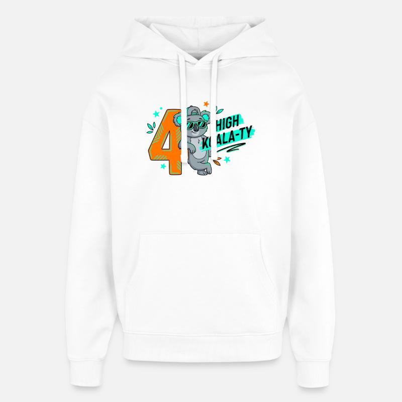 4e anniversaire de High Koala-Ty - Sweat à capuche unisexe Stanley/Stella Oversized - blanc