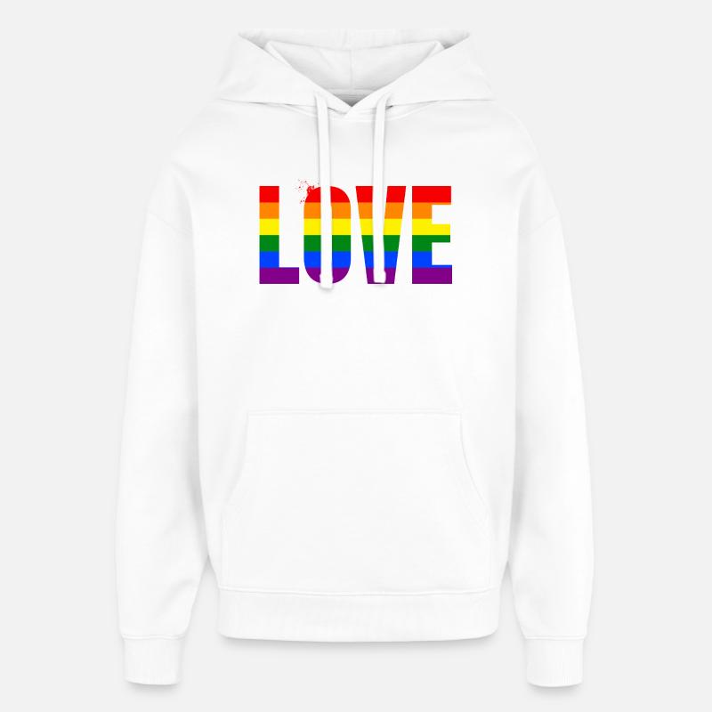 LOVE Rainbow Statement – Bold Equality Message - Oversized Unisex Hoodie von Stanley/Stella - Weiß