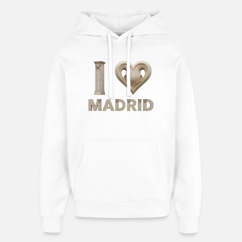 J’aime Madrid – Architecture monumentale - Sweat à capuche unisexe Stanley/Stella Oversized - blanc