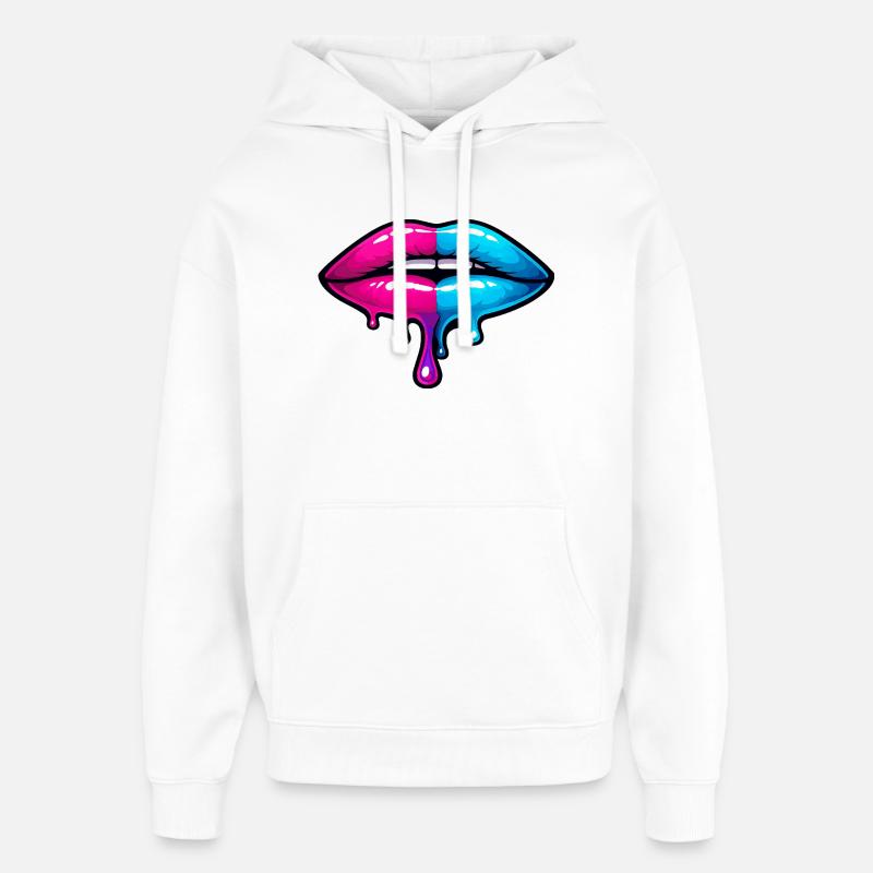 Split Neon Lip Melt - Sweat à capuche unisexe Stanley/Stella Oversized - blanc