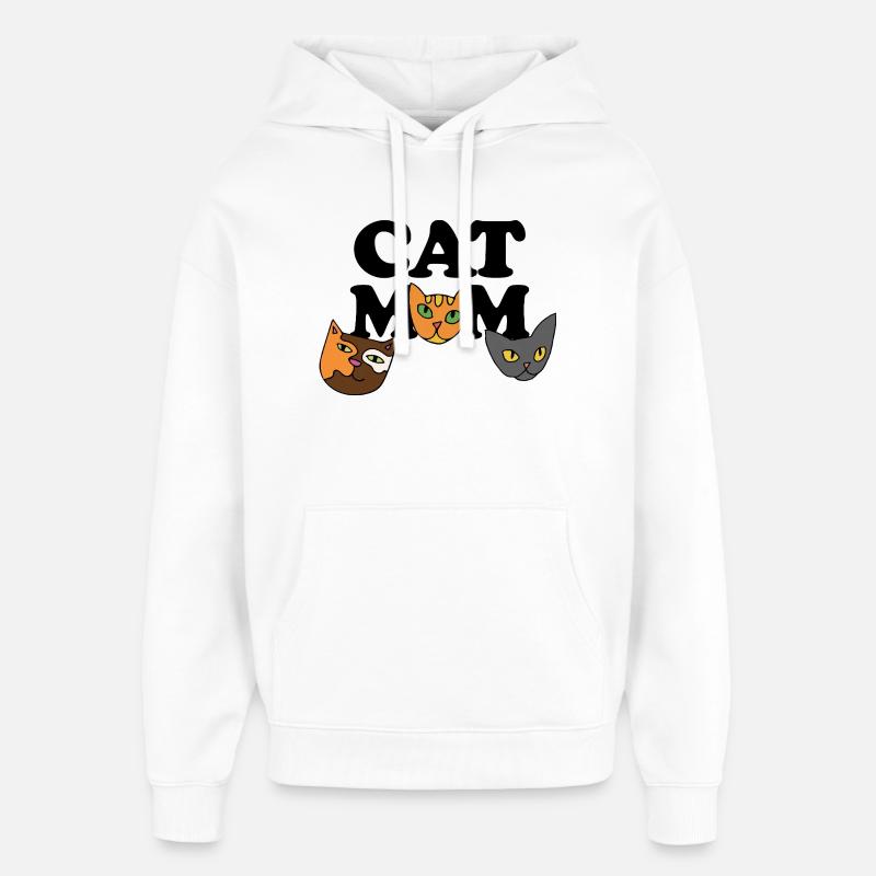 Three Cat Faces in Bold Palette - Oversized Unisex Hoodie by Stanley/Stella - white