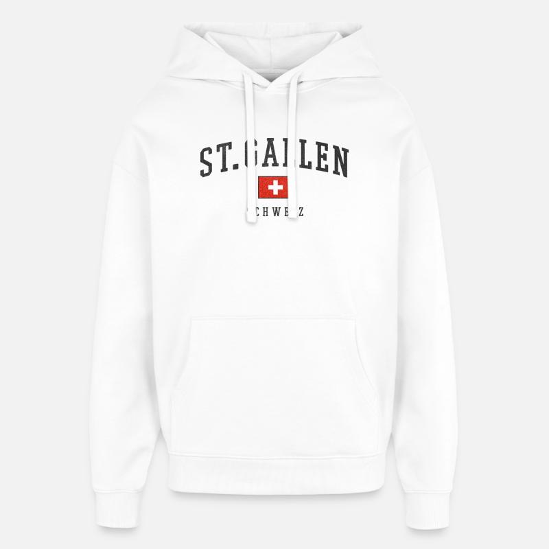Emblème suisse de Saint-Gall - Sweat à capuche unisexe Stanley/Stella Oversized - blanc