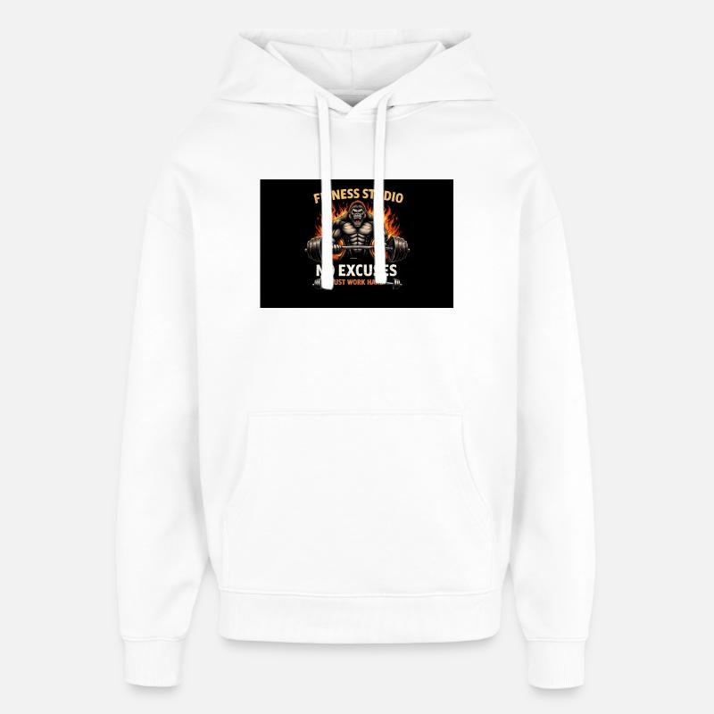 Gorilla Lift Sans Excuses - Sweat à capuche unisexe Stanley/Stella Oversized - blanc