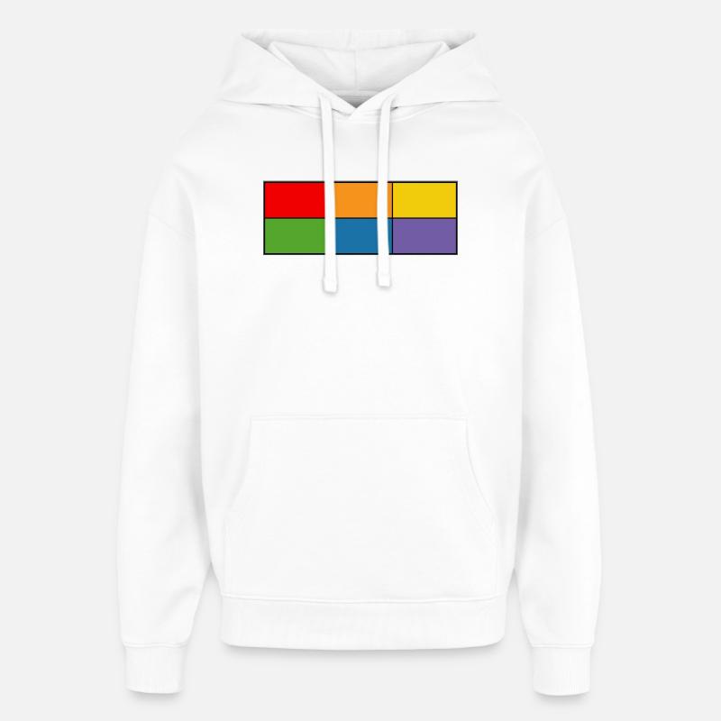 LGBT_Regenbogen_Farbblock grille - Sweat à capuche unisexe Stanley/Stella Oversized - blanc