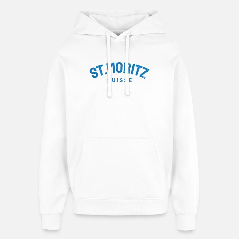 St. Moritz - Suisse - Switzerland - Swiss - Sweat à capuche unisexe Stanley/Stella Oversized - blanc