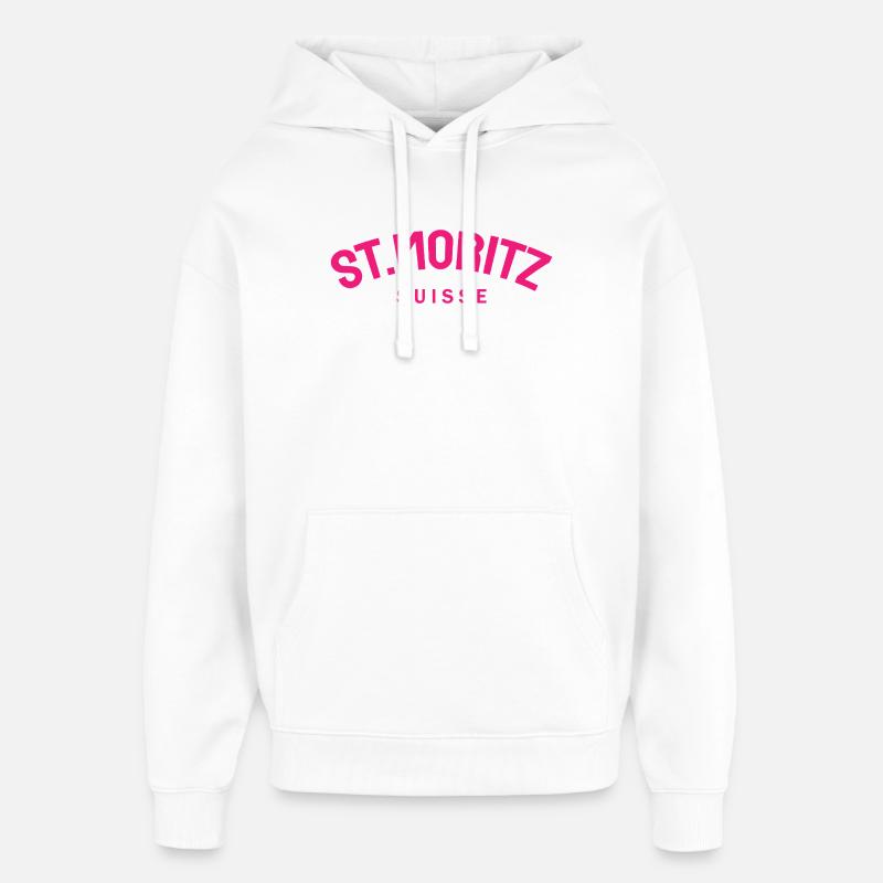 St. Moritz - Suisse - Switzerland - Swiss - Sweat à capuche unisexe Stanley/Stella Oversized - blanc