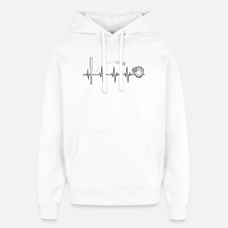 I heart Baseball! - Baseball Heartbeat   - Sweat à capuche unisexe Stanley/Stella Oversized - blanc