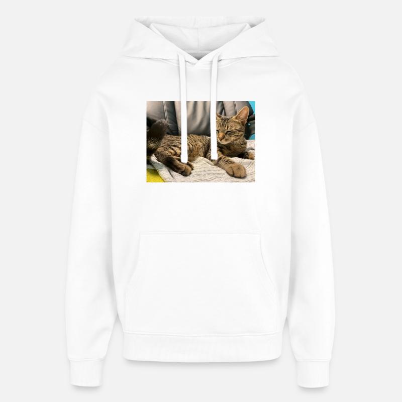 Chat tigre douillet à la lumière - Sweat à capuche unisexe Stanley/Stella Oversized - blanc
