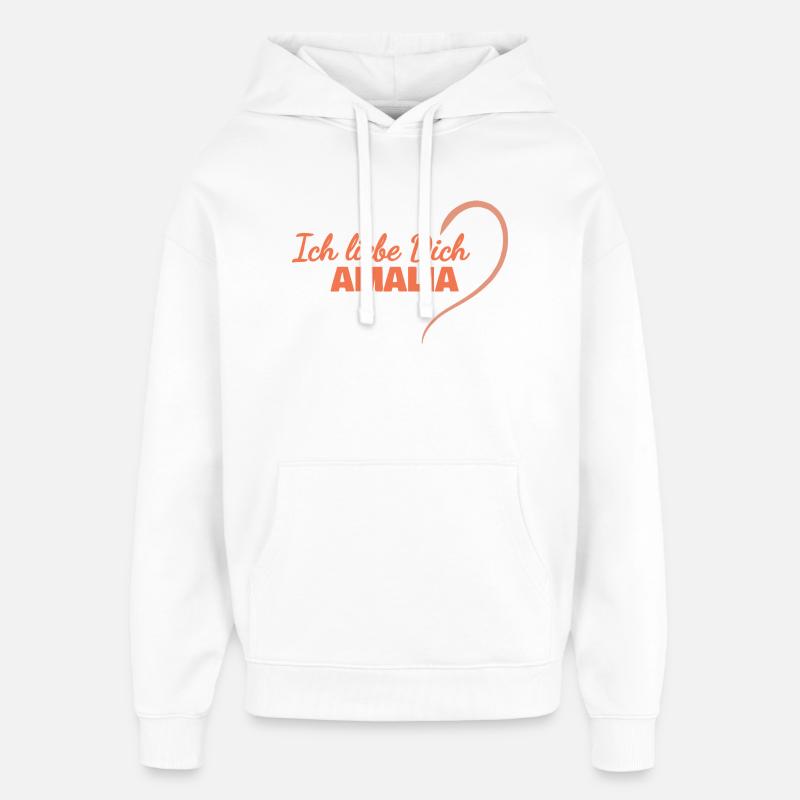 Je t’aime Amalia - Sweat à capuche unisexe Stanley/Stella Oversized - blanc