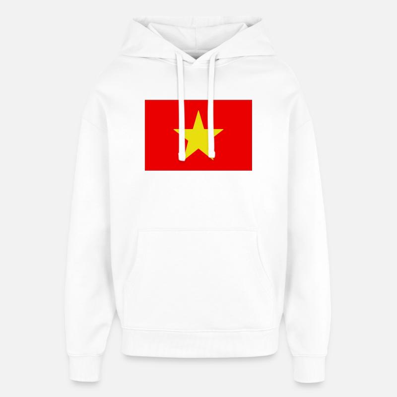 Drapeau vietnamien rouge avec étoile jaune - Sweat à capuche unisexe Stanley/Stella Oversized - blanc
