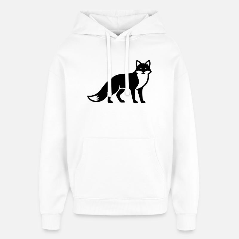 Silhouette d’animal renard - Sweat à capuche unisexe Stanley/Stella Oversized - blanc