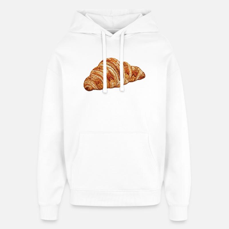 Croissant brodé (imprimé) - Sweat à capuche unisexe Stanley/Stella Oversized - blanc