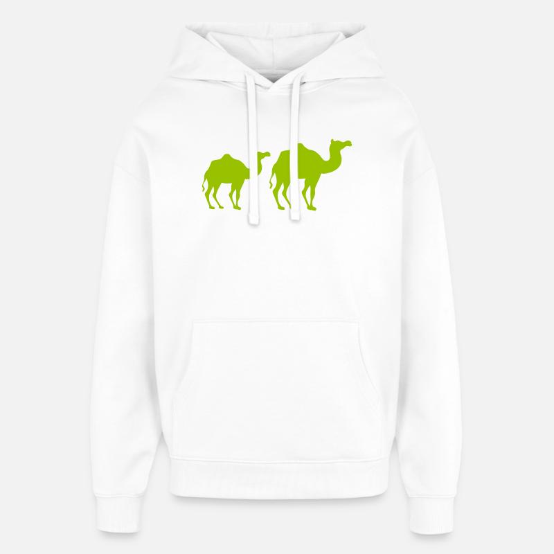 Duo Silhouette Camel Vert Néon - Sweat à capuche unisexe Stanley/Stella Oversized - blanc