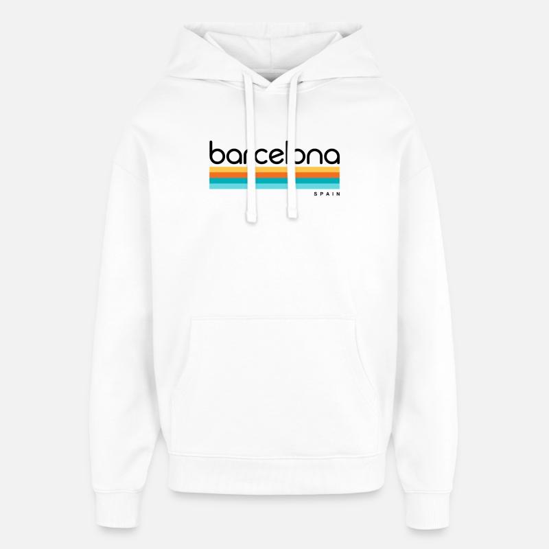Barcelone - Espagne - Espagne - Espagne - Sweat à capuche unisexe Stanley/Stella Oversized - blanc