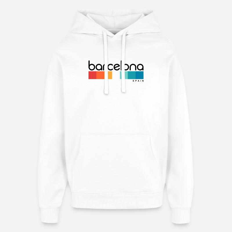 Barcelone - Espagne - Espagne - Espagne - Sweat à capuche unisexe Stanley/Stella Oversized - blanc