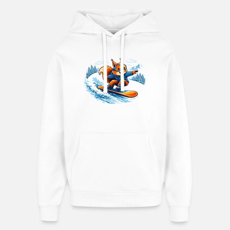 Lustiges Snowboard Eichhörnchen – Winter Fun - Oversized Unisex Hoodie von Stanley/Stella - Weiß
