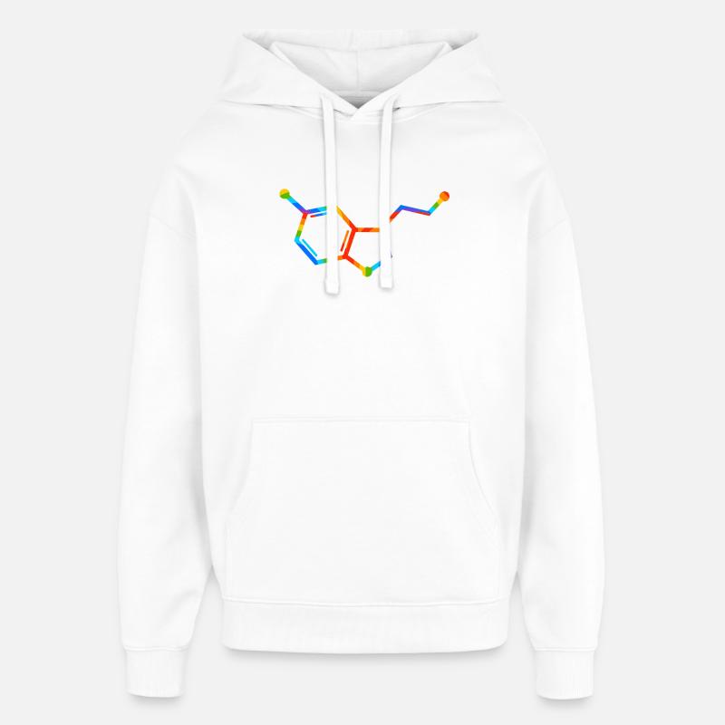 Géométrie de la molécule arc-en-ciel - sérotonine - Sweat à capuche unisexe Stanley/Stella Oversized - blanc