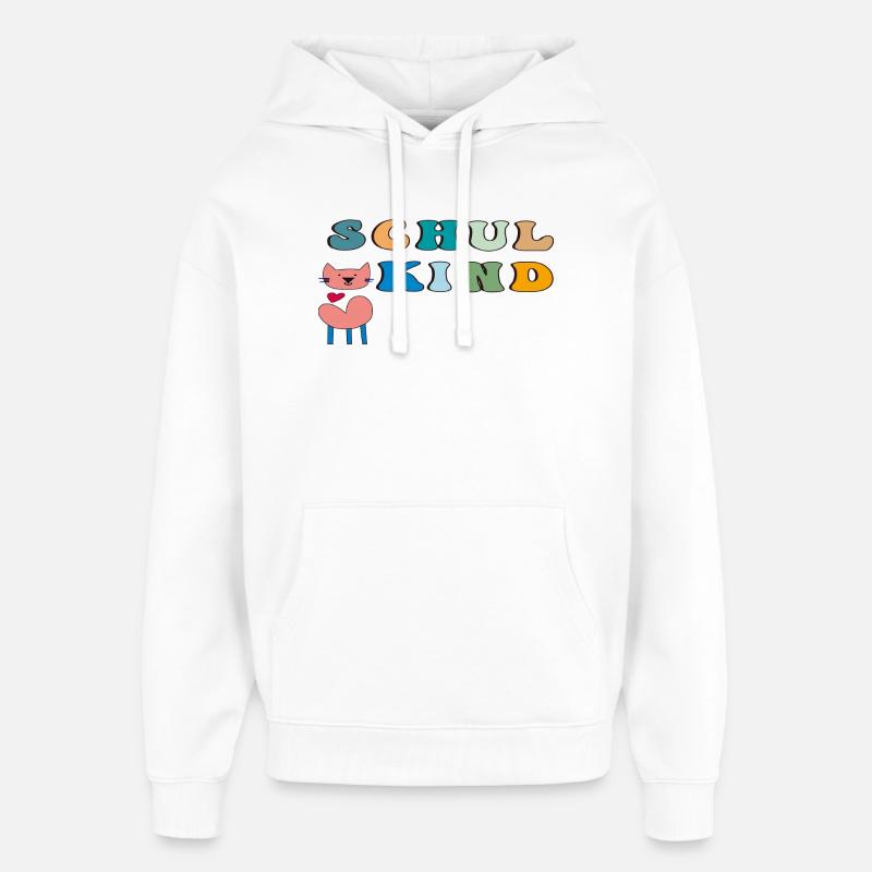 Cœur de chat d’écolier - Sweat à capuche unisexe Stanley/Stella Oversized - blanc