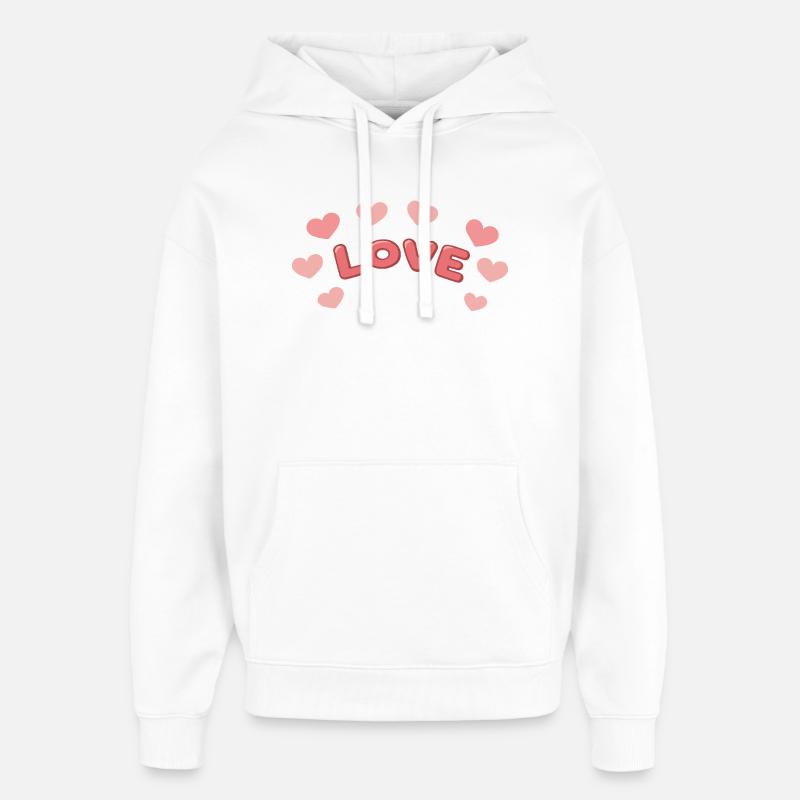 Amour Lettres 3D et Cœurs - Sweat à capuche unisexe Stanley/Stella Oversized - blanc