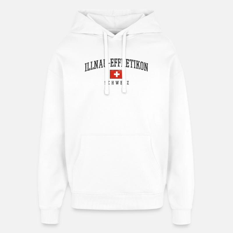 Emblème du drapeau suisse Illnau-Effretikon - Sweat à capuche unisexe Stanley/Stella Oversized - blanc